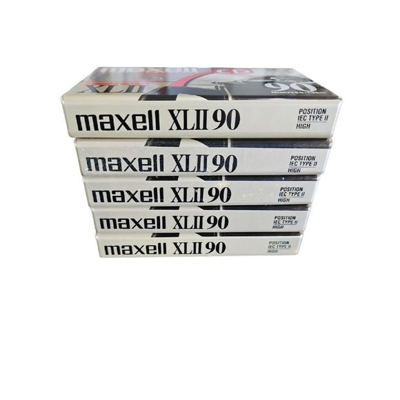 Lot Of 5 Blank Maxell 90 Min. Audio Cassettes High Bass XLII
